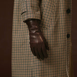 Luciana (brown) - Extended women's Italian lambskin leather gloves with rabbit fur lining - Leather Gloves Online - Flyclothing LLC