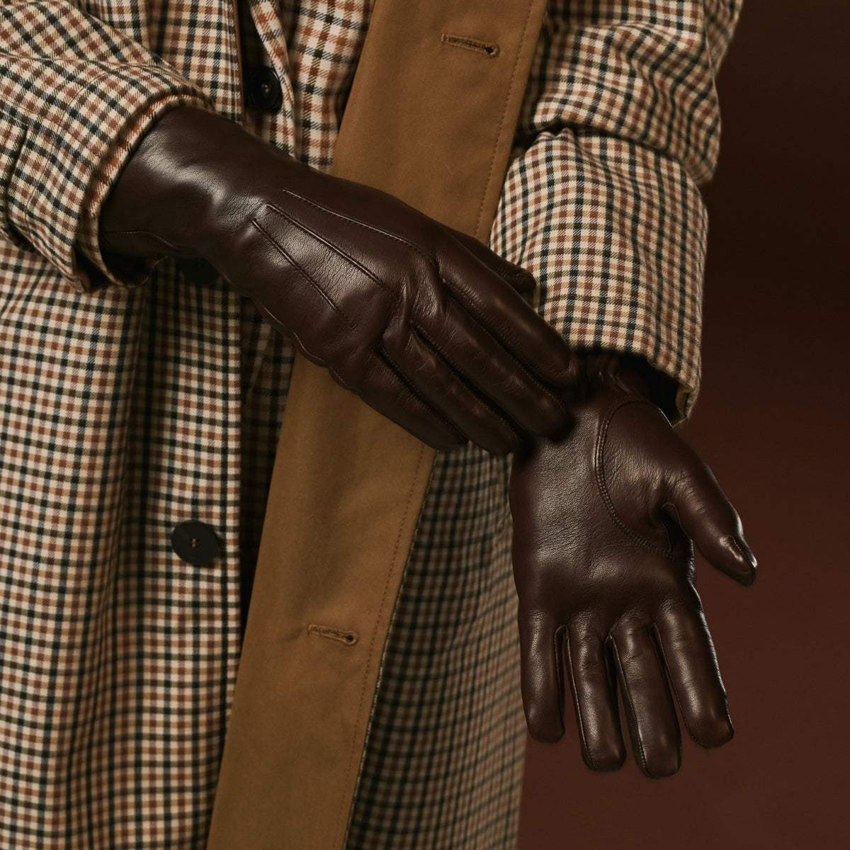 Luciana (brown) - Extended women's Italian lambskin leather gloves with rabbit fur lining - Leather Gloves Online - Flyclothing LLC