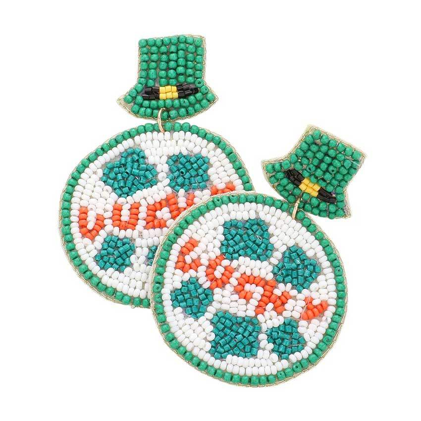 Luck Message St. Patrick's Felt Back Leprechaun Hat Earrings - Madeline Love - Flyclothing LLC