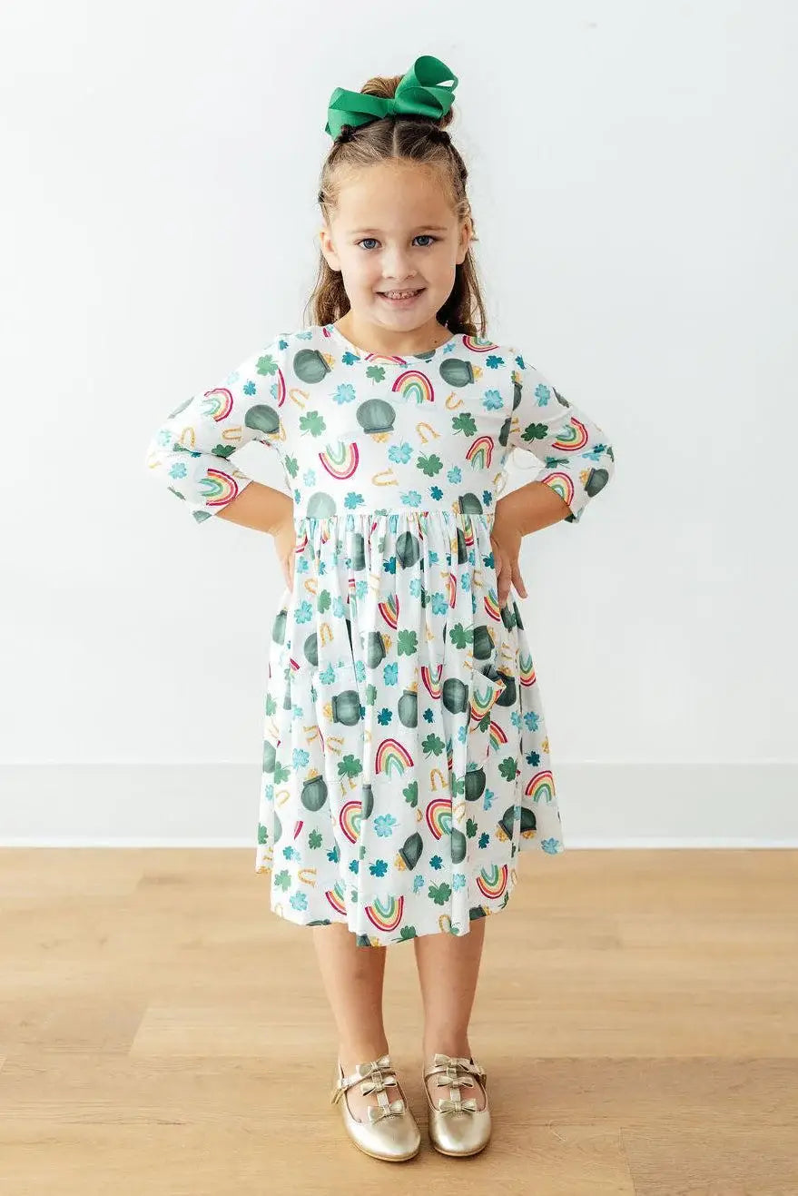 Luck of the Irish 3/4 Sleeve Pocket Twirl Dress - Mila & Rose ® - Flyclothing LLC