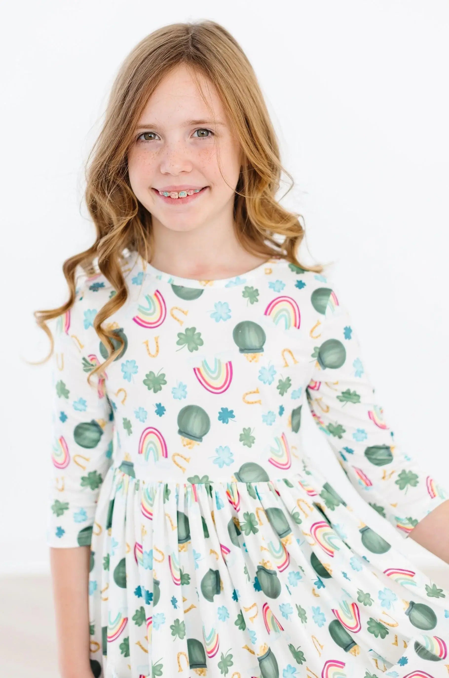 Luck of the Irish 3/4 Sleeve Pocket Twirl Dress - Mila & Rose ® - Flyclothing LLC