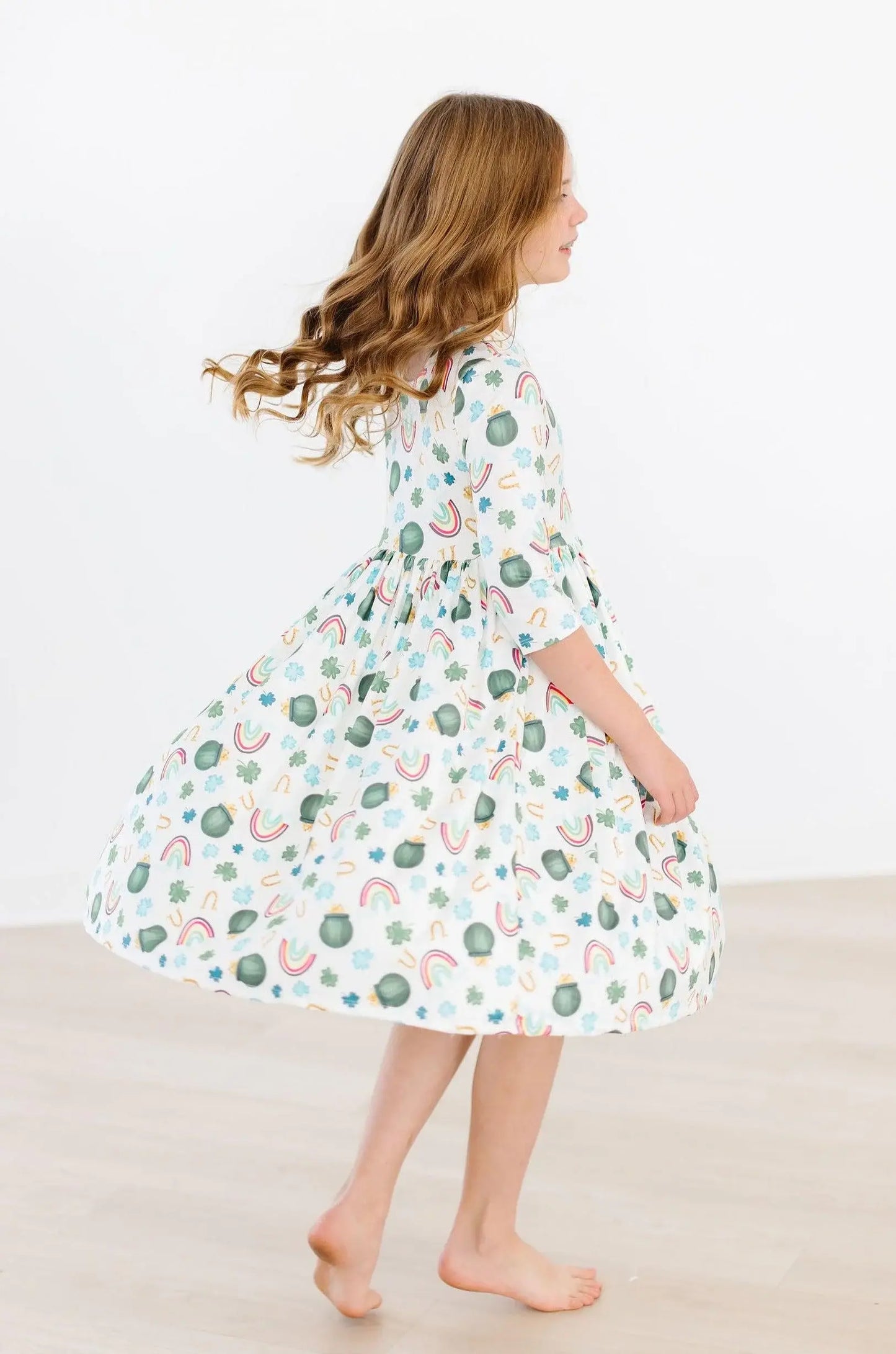 Luck of the Irish 3/4 Sleeve Pocket Twirl Dress - Mila & Rose ® - Flyclothing LLC