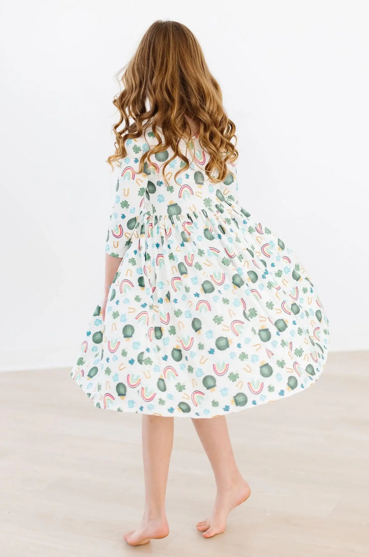 Luck of the Irish 3/4 Sleeve Pocket Twirl Dress - Mila & Rose ® - Flyclothing LLC