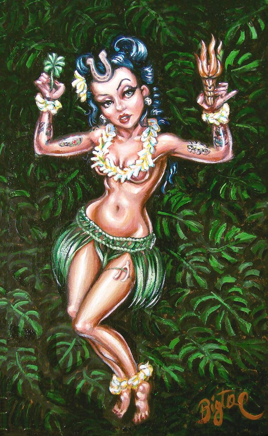 Black Market Art Company Lucky Hula Girl Print - Black Market Art Company - Flyclothing LLC