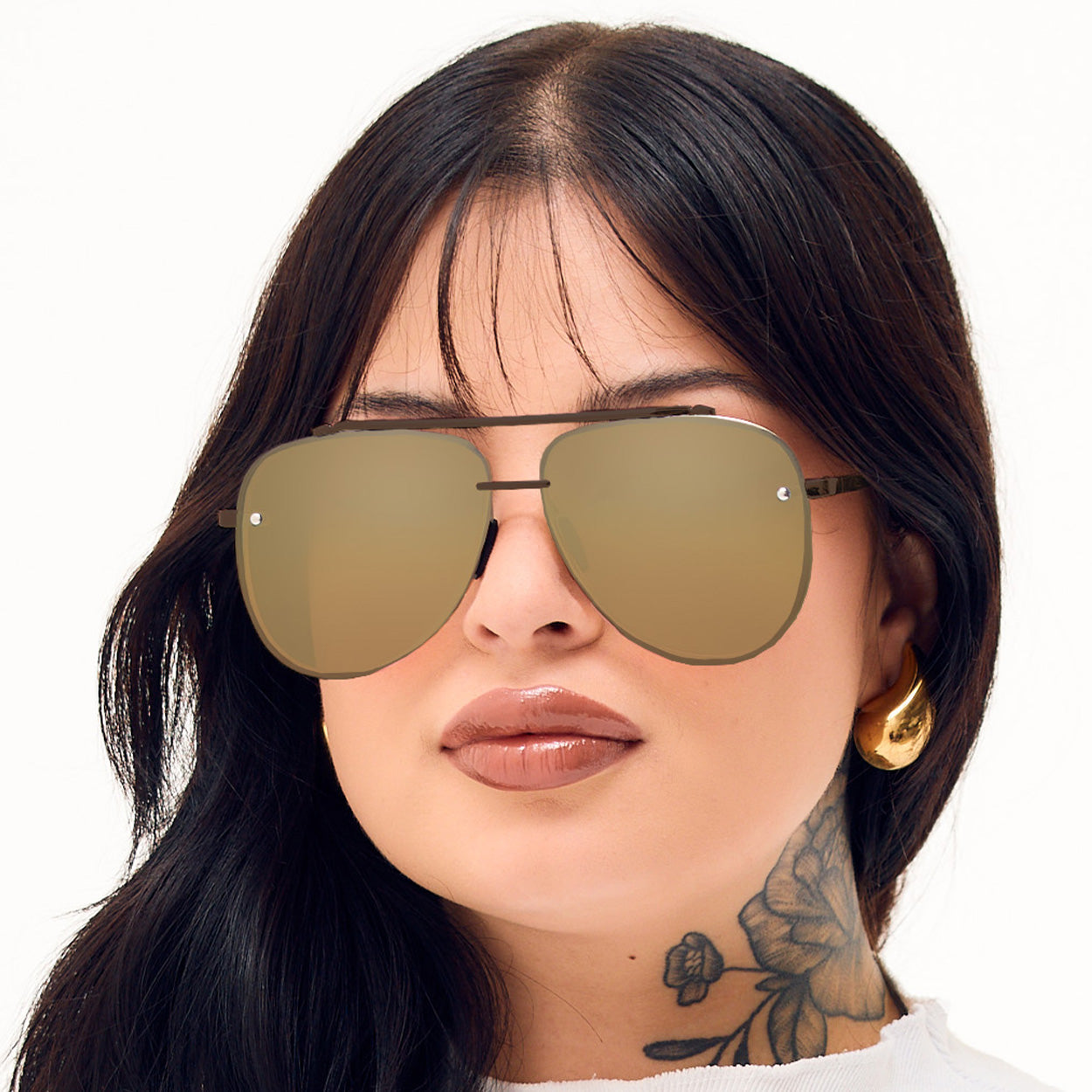 Luna - Tangle Free - Copper Aviator Sunglasses - TopFoxx - Flyclothing LLC