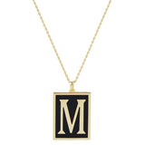 Gold Dipped Enamel Rectangle Monogram Pendant Necklace - Madeline Love - Flyclothing LLC