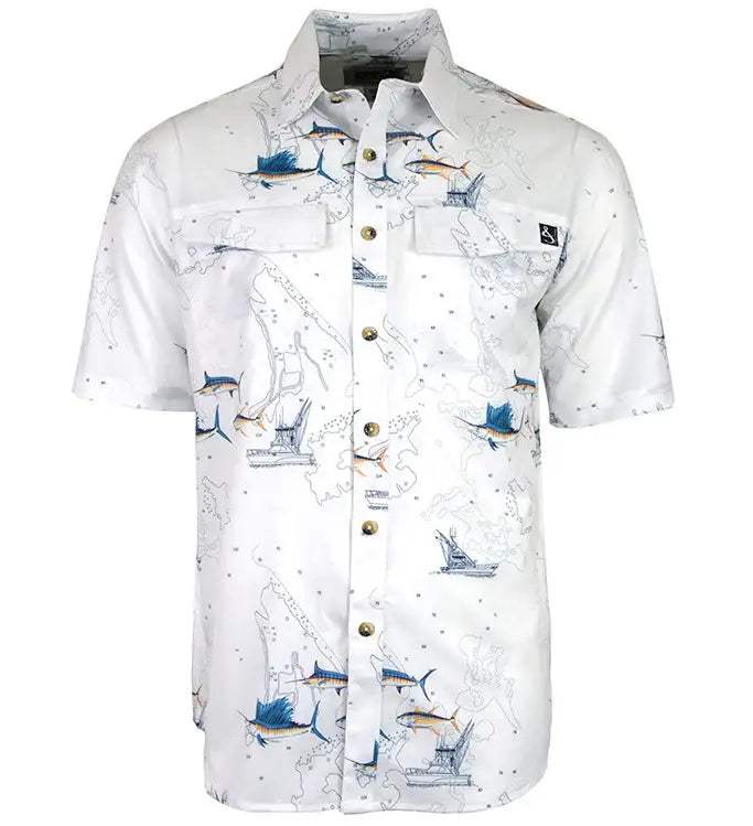 Men's Marine Charts UV Vented Fishing Shirt - Hook & Tackle - Flyclothing LLC