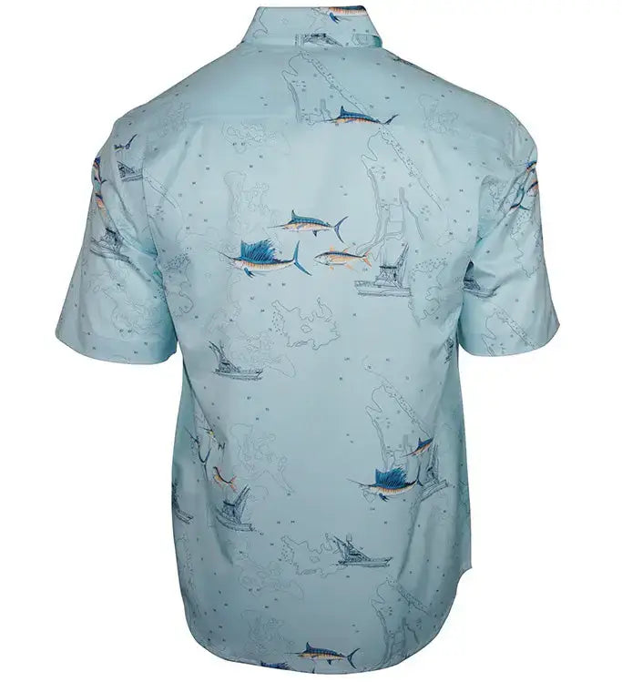 Men's Marine Charts UV Vented Fishing Shirt - Hook & Tackle - Flyclothing LLC