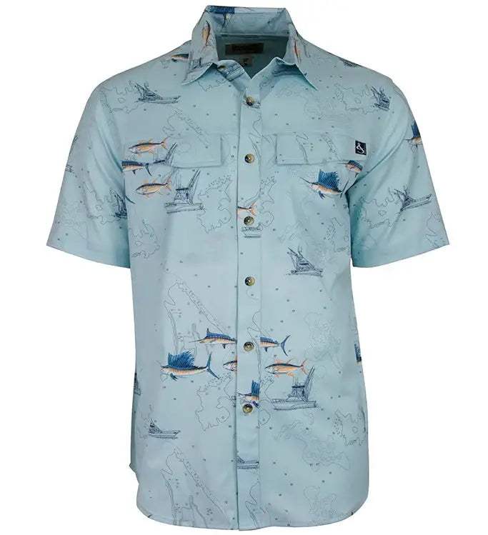 Men's Marine Charts UV Vented Fishing Shirt - Hook & Tackle - Flyclothing LLC