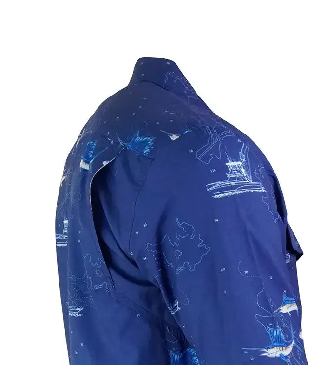 Men's Marine Charts UV Vented Fishing Shirt - Hook & Tackle - Flyclothing LLC