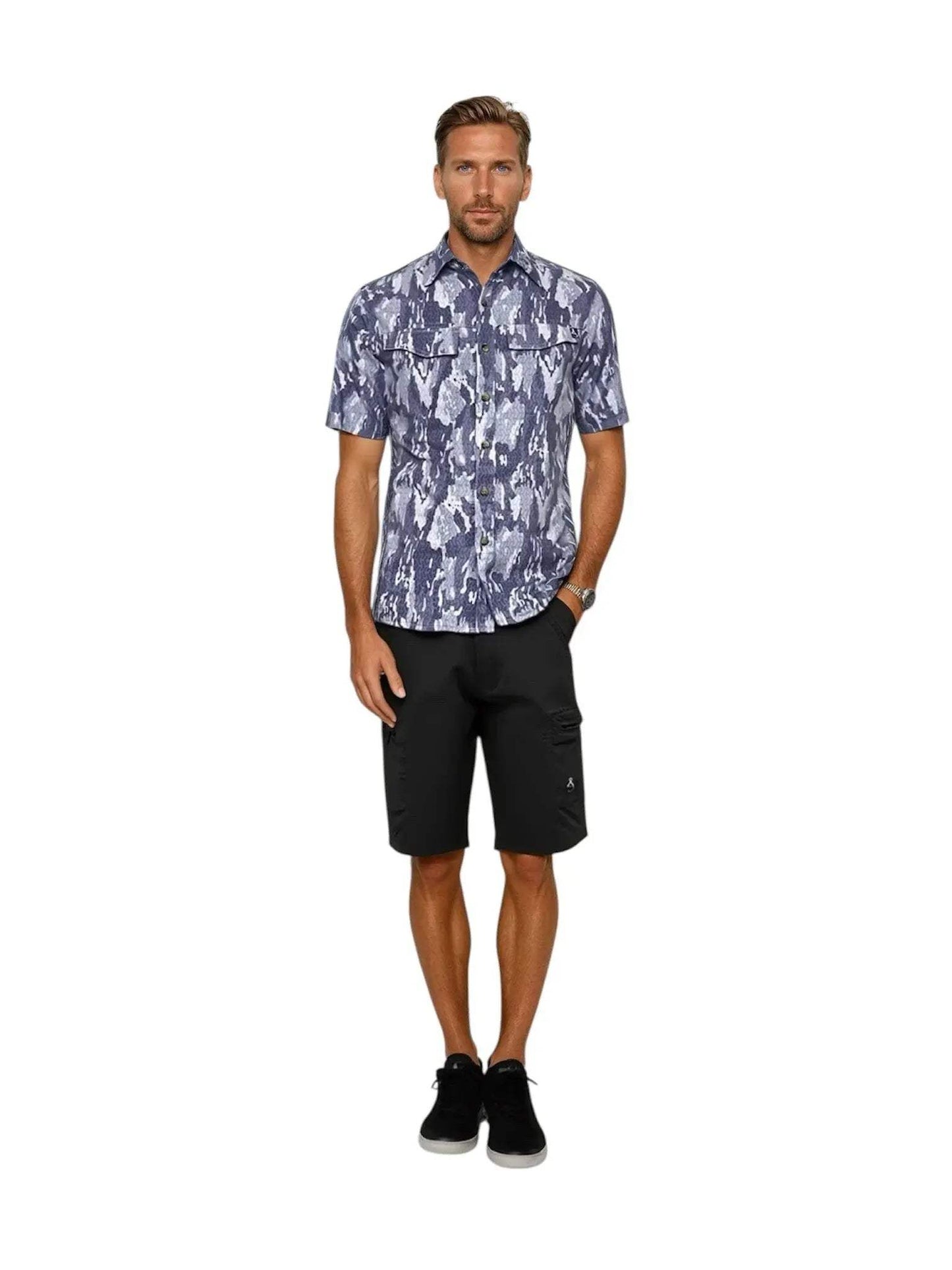 Men's Geo Camo UV Vented Fishing Shirt - Hook & Tackle - Flyclothing LLC