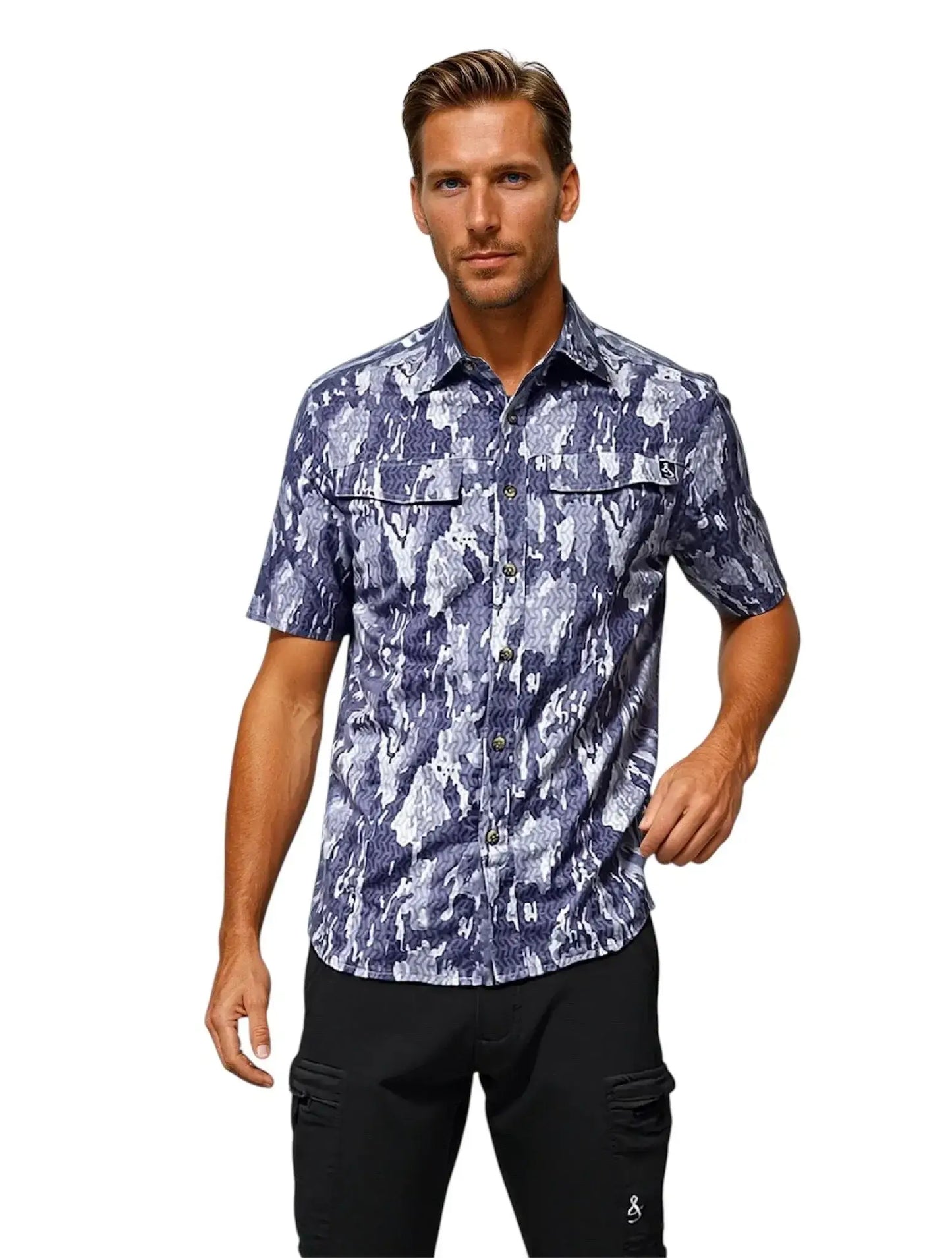 Men's Geo Camo UV Vented Fishing Shirt - Hook & Tackle - Flyclothing LLC
