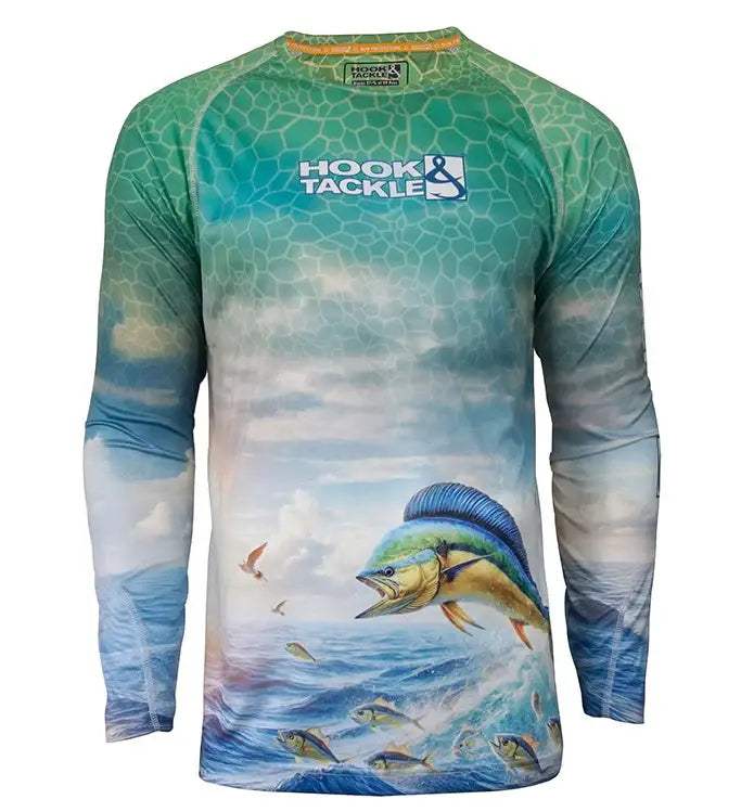 Men's Bull Dolphin L/S UV Fishing Shirt - Hook & Tackle - Flyclothing LLC