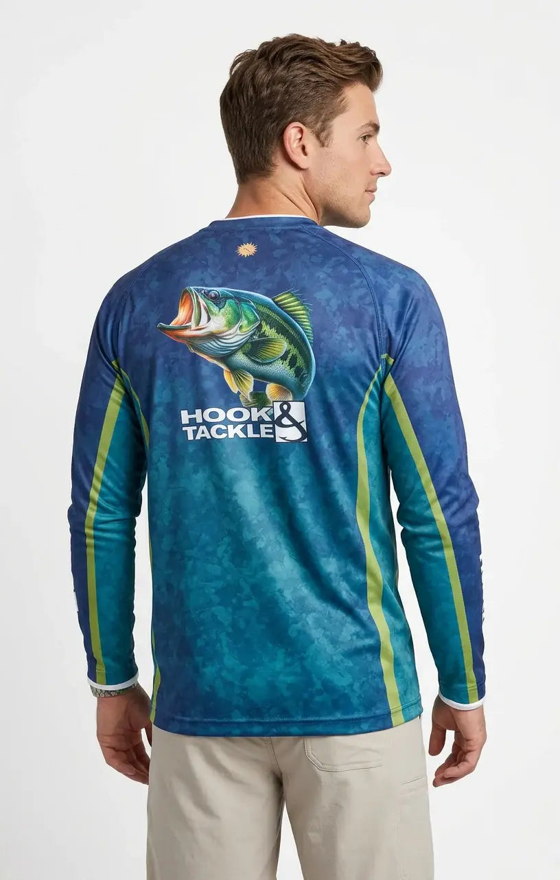 Men's Bass Camo L/S UV Fishing Shirt - Hook & Tackle - Flyclothing LLC