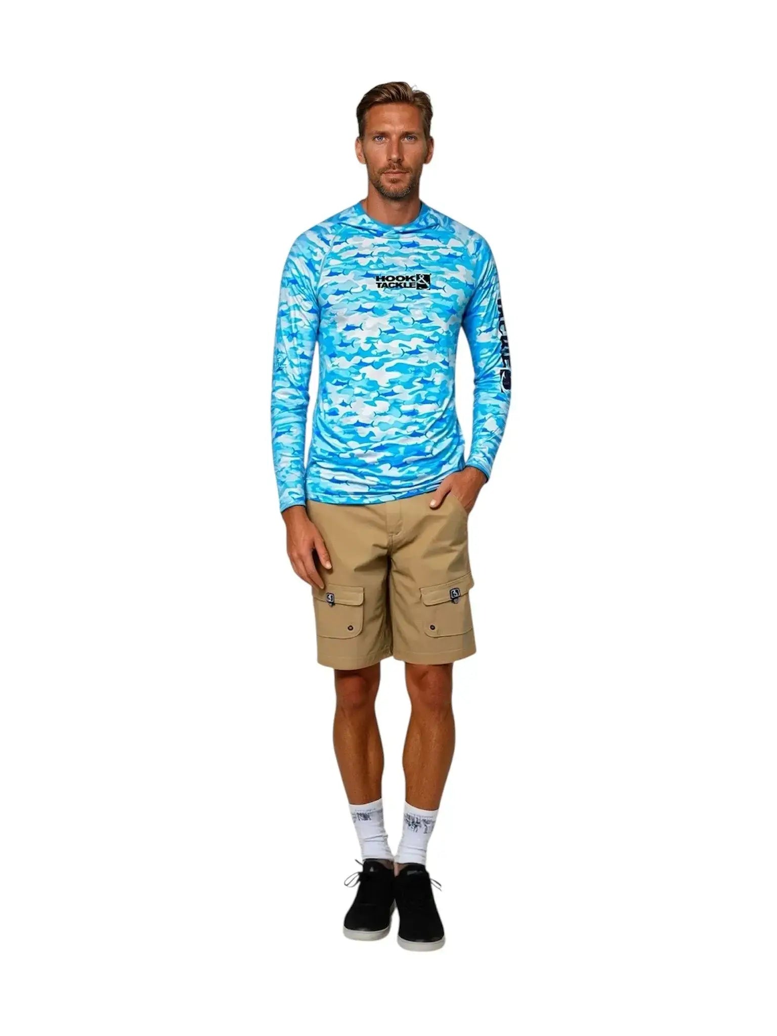 Men's Camo Billfish UV Fishing Hoodie - Hook & Tackle - Flyclothing LLC