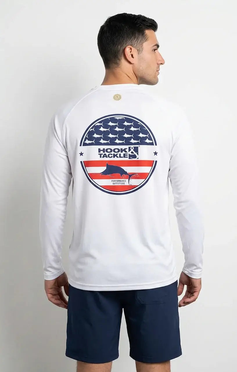 Men's Fins & Stripes L/S UV Fishing Shirt - Hook & Tackle - Flyclothing LLC
