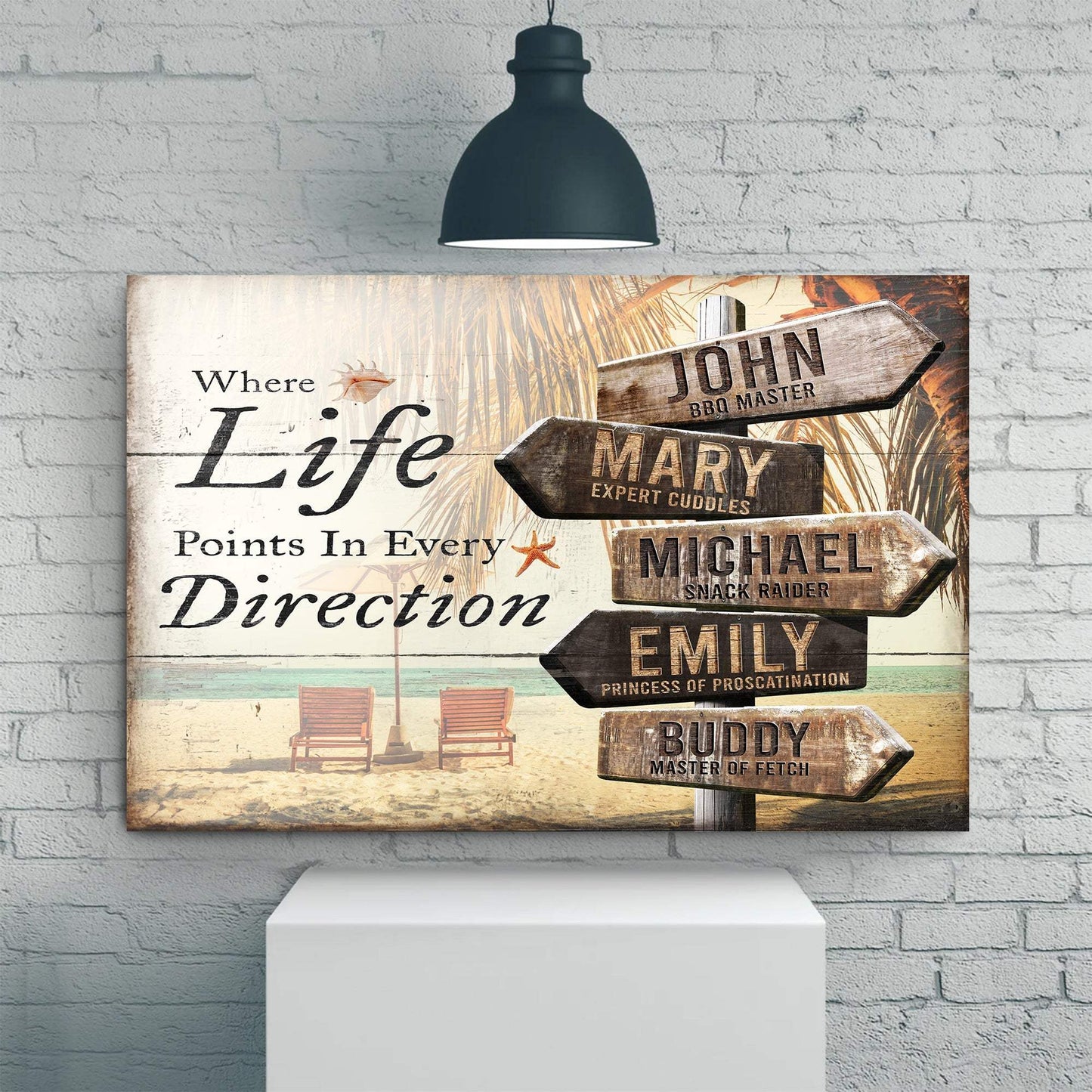 Where Life Points In Every Direction Beach Family Names Sign - Tailored Canvases - Flyclothing LLC