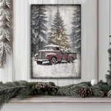 Vintage Truck With Christmas Tree Wall Art III - Tailored Canvases - Flyclothing LLC