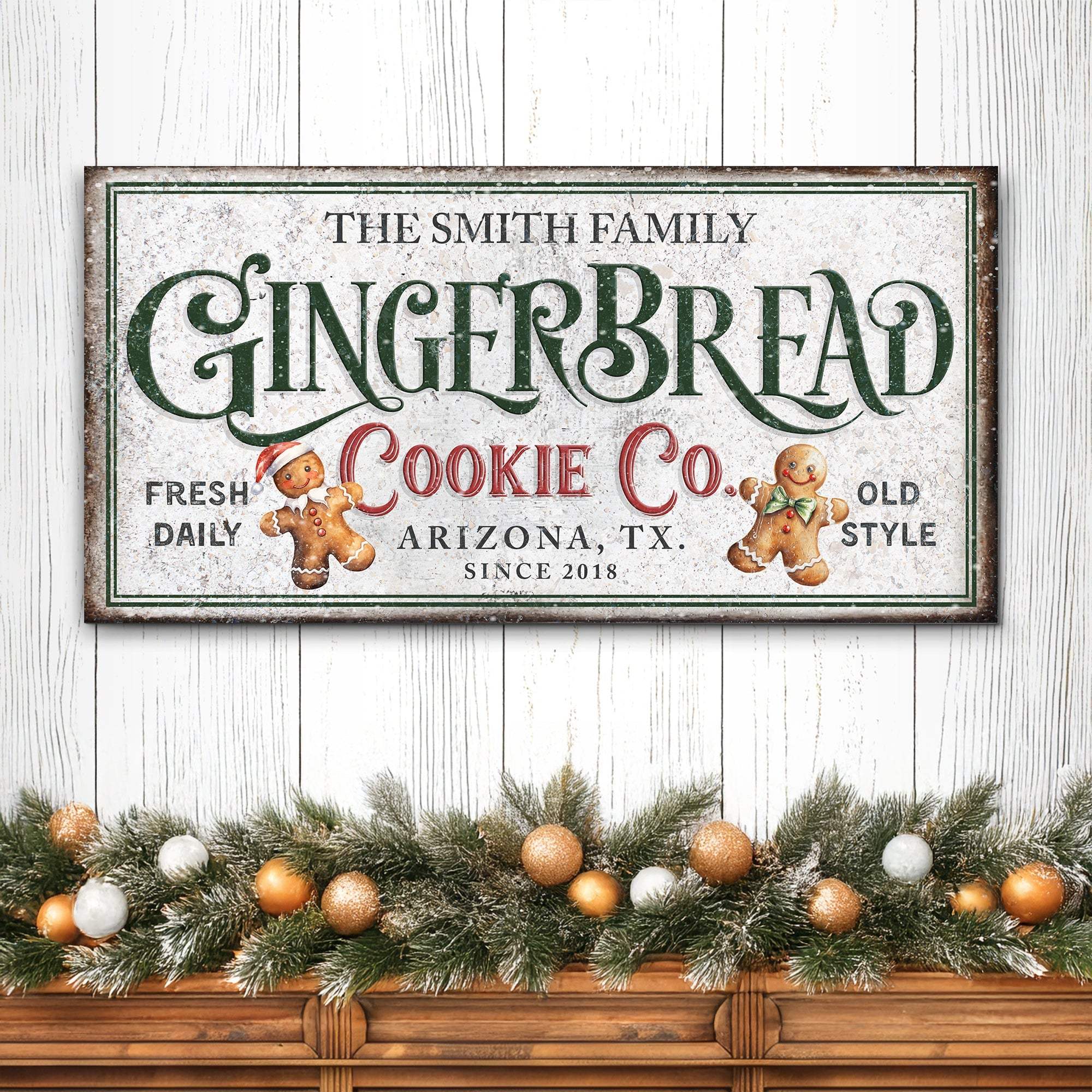 Family Gingerbread Bakery Christmas Sign II - Tailored Canvases - Flyclothing LLC