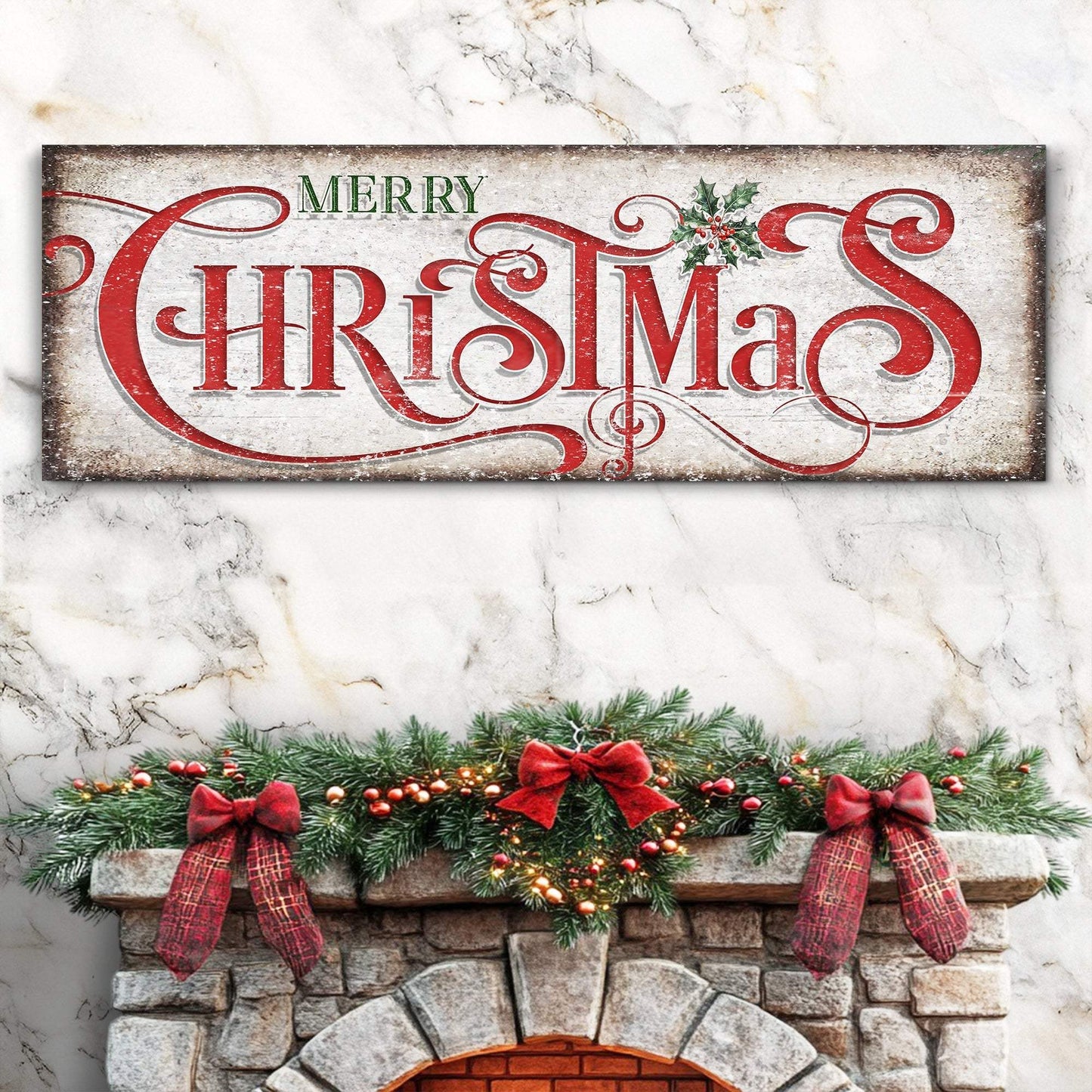 Vintage Merry Christmas Sign III - Tailored Canvases - Flyclothing LLC