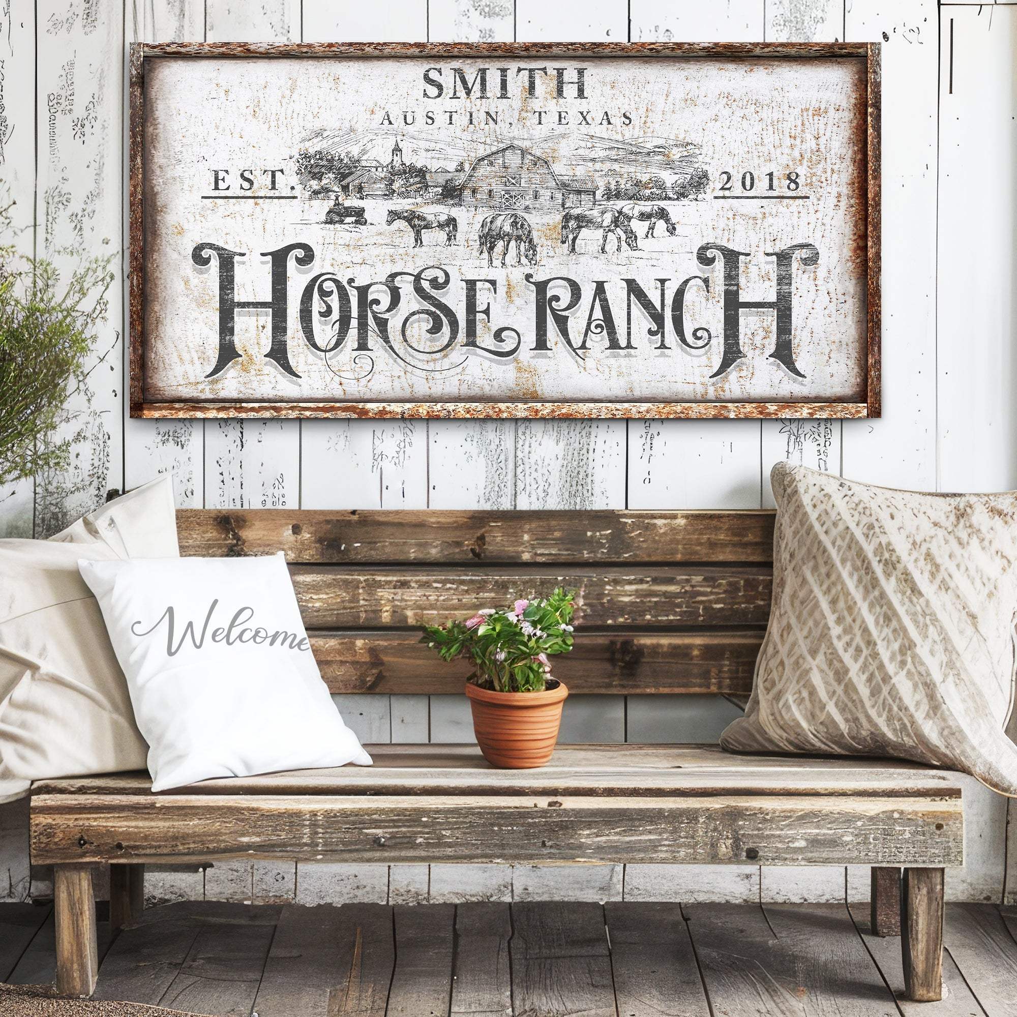 Rustic Vintage Horse Ranch Farmhouse Sign III - Tailored Canvases - Flyclothing LLC