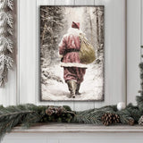Vintage Santa Claus in Winter Forest Christmas Wall Art III - Tailored Canvases - Flyclothing LLC