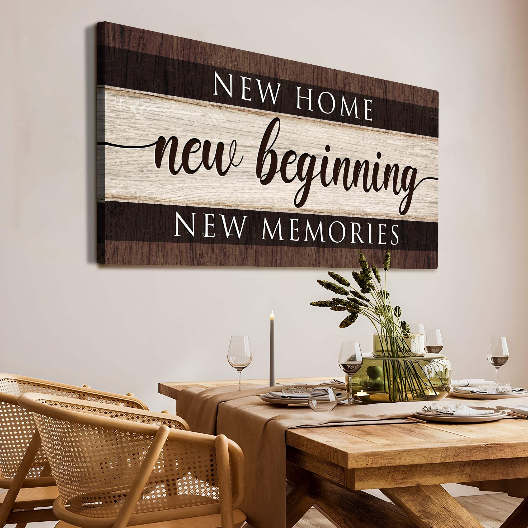 New Home New Beginning New Memories Sign III - Tailored Canvases - Flyclothing LLC