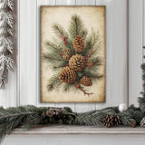 Vintage Winter Pine Cone Christmas Wall Art III - Tailored Canvases - Flyclothing LLC