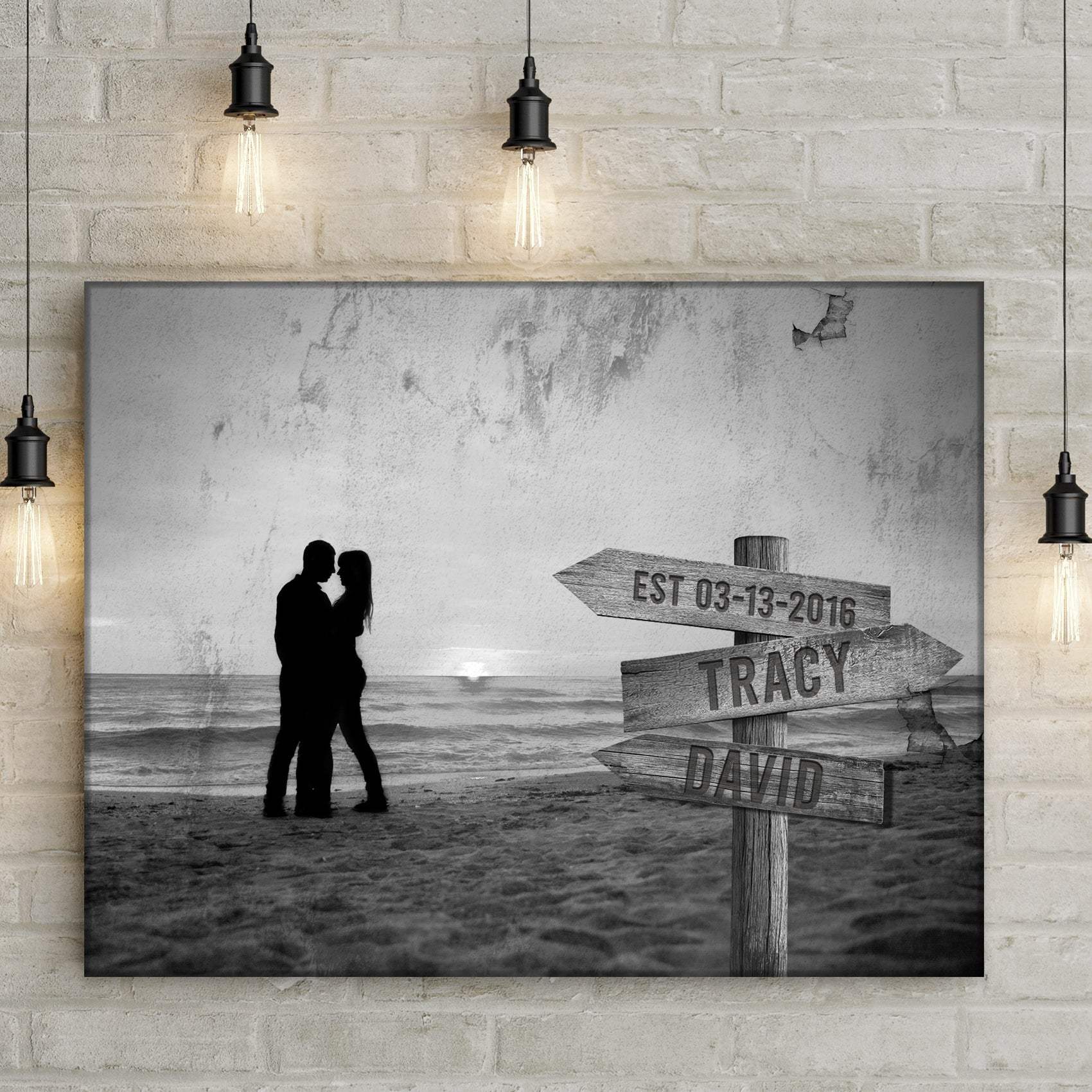 Monochrome Sunset Couple Sign - Tailored Canvases - Flyclothing LLC