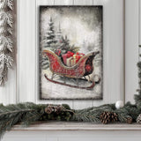 Vintage Christmas Sleigh Sled Wall Art VI - Tailored Canvases - Flyclothing LLC