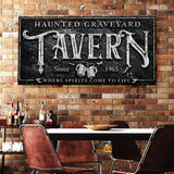 Haunted Graveyard Tavern Halloween Sign II - Tailored Canvases - Flyclothing LLC