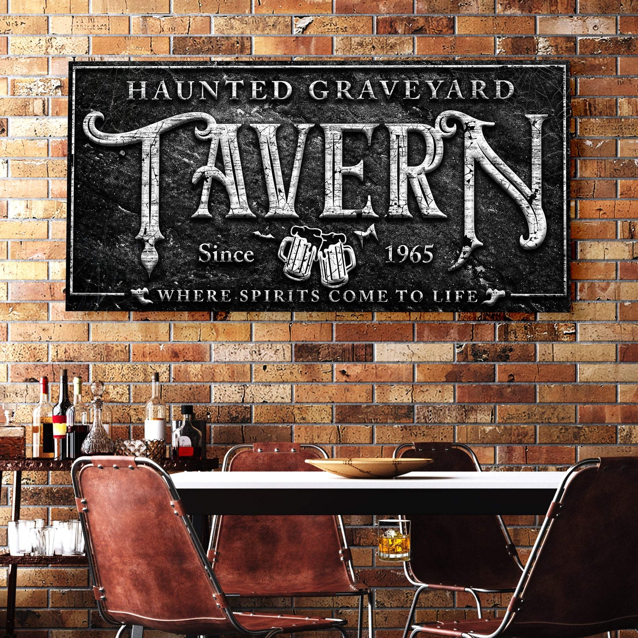 Haunted Graveyard Tavern Halloween Sign II - Tailored Canvases - Flyclothing LLC