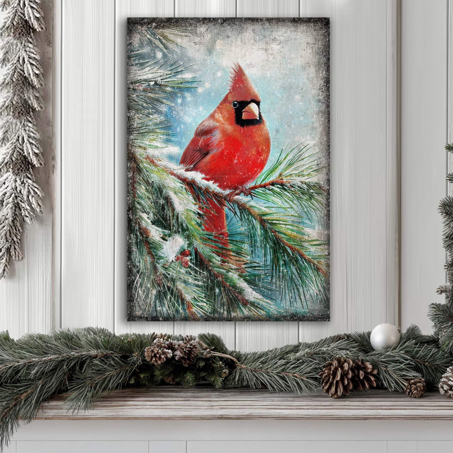 Vintage Cardinal Christmas Wall Art - Tailored Canvases - Flyclothing LLC