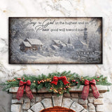 Vintage Christmas Village Luke 2:14 Scripture Sign II - Tailored Canvases - Flyclothing LLC