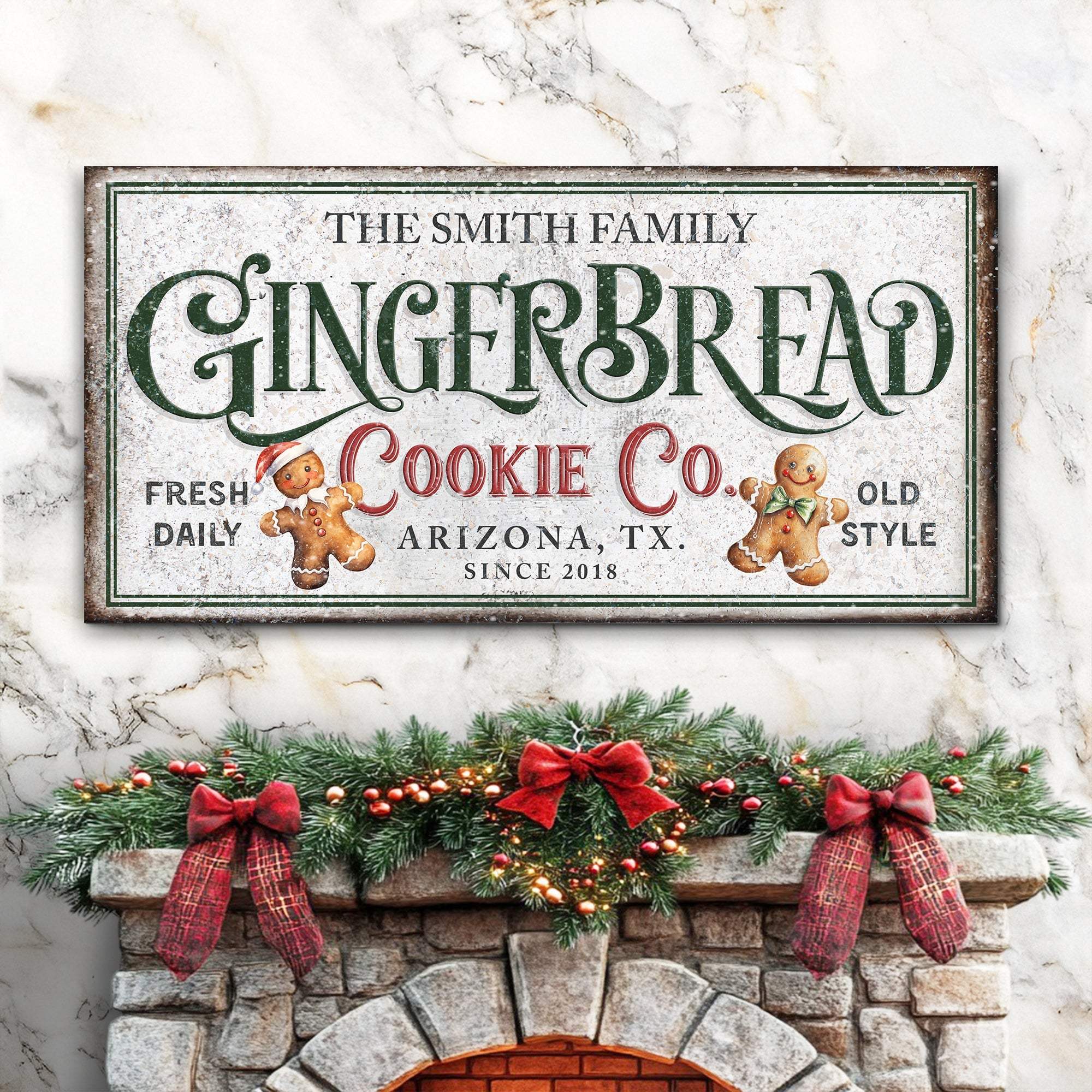 Family Gingerbread Bakery Christmas Sign II - Tailored Canvases - Flyclothing LLC