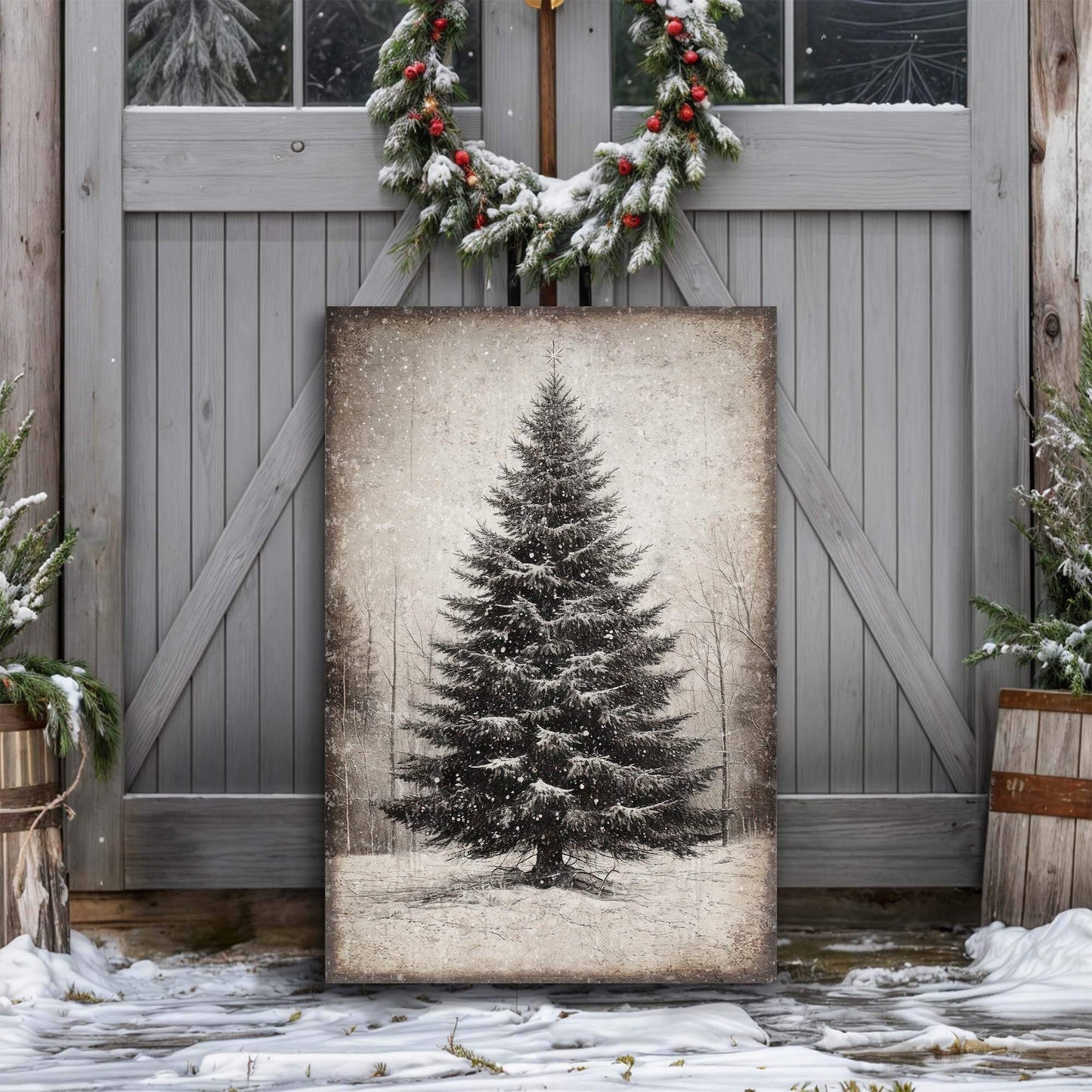 Vintage Christmas Tree Wall Art III - Tailored Canvases - Flyclothing LLC
