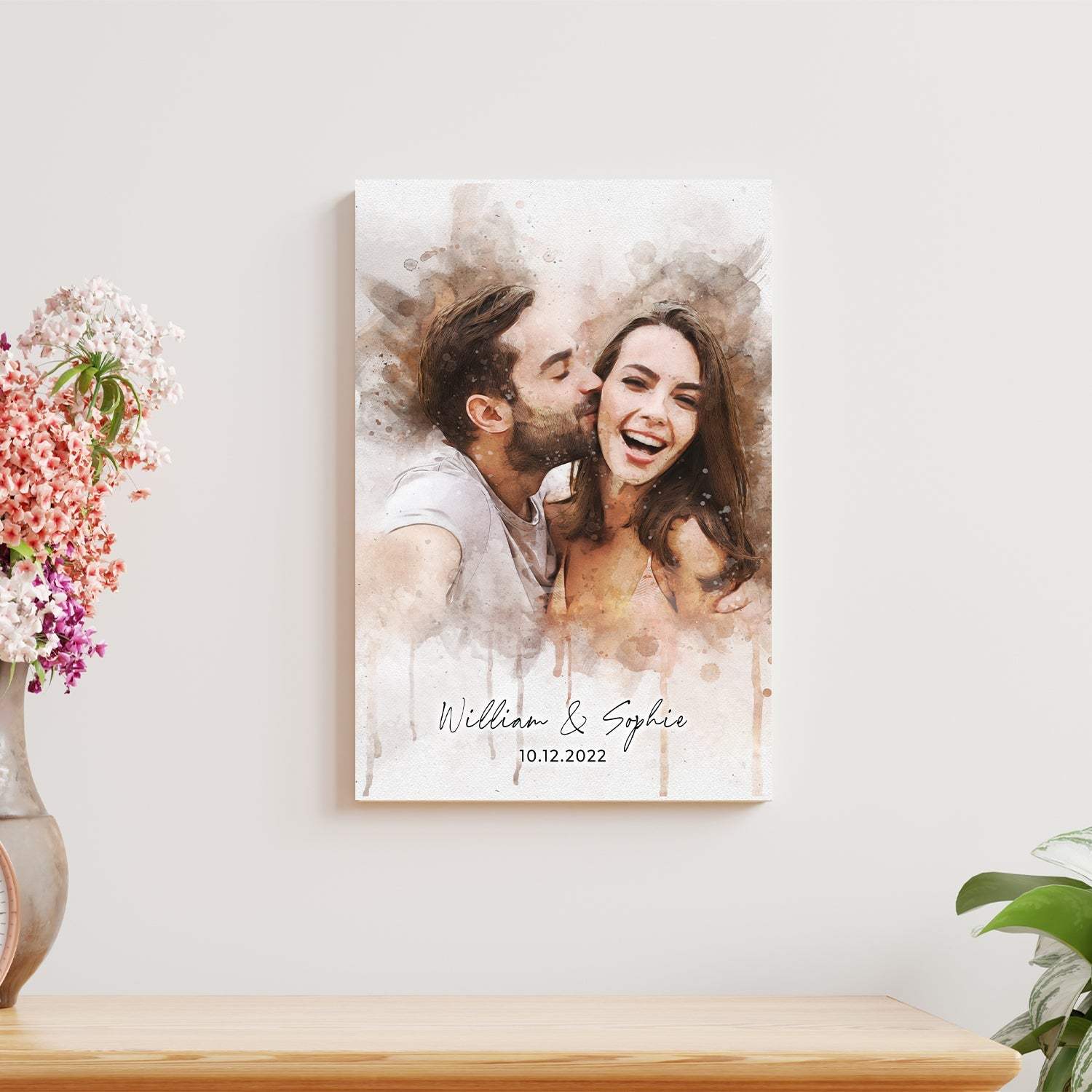 Custom Couple Watercolor Portrait - Tailored Canvases - Flyclothing LLC