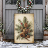 Vintage Winter Pine Cone Christmas Wall Art III - Tailored Canvases - Flyclothing LLC