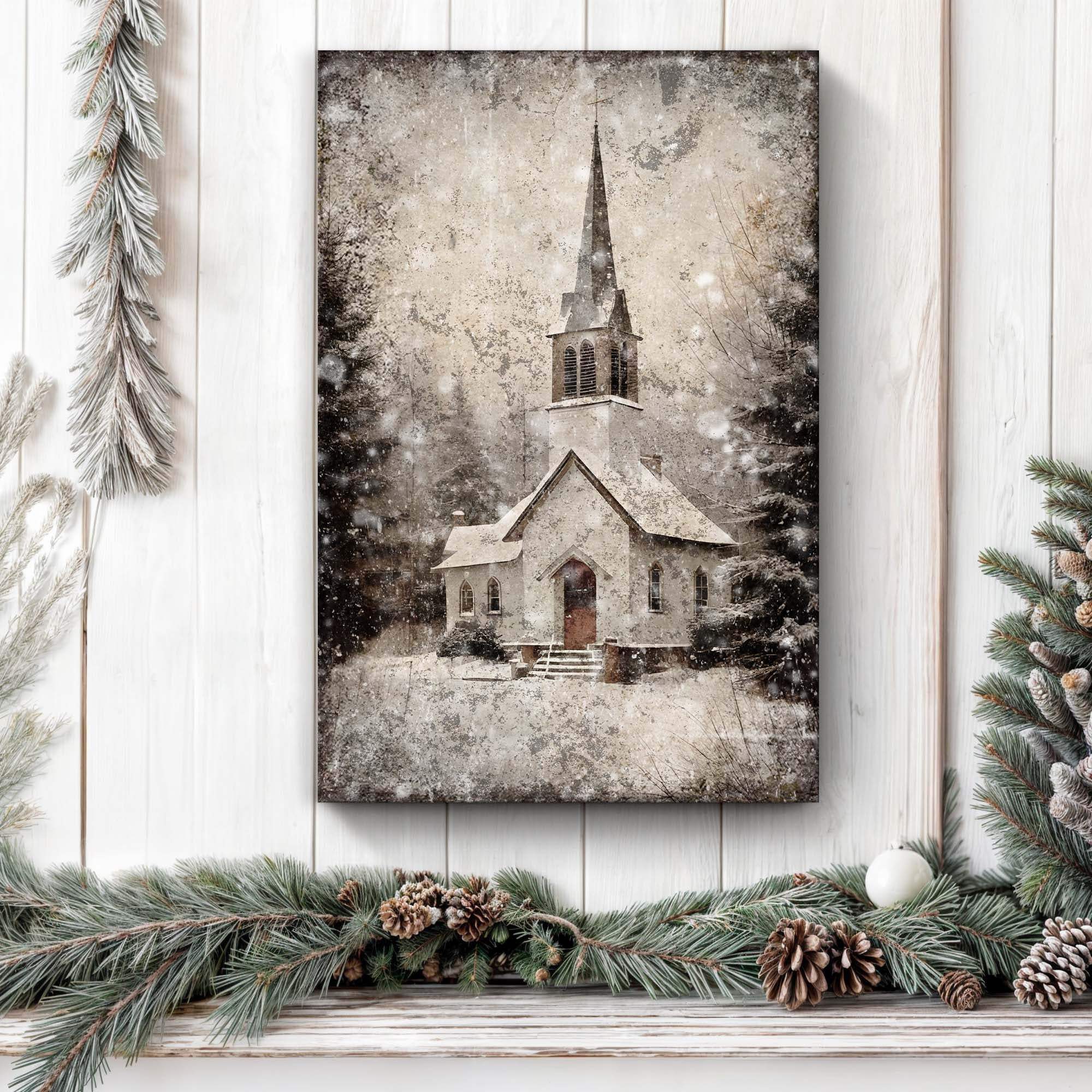 Vintage Church Christmas Wall Art IV - Tailored Canvases - Flyclothing LLC