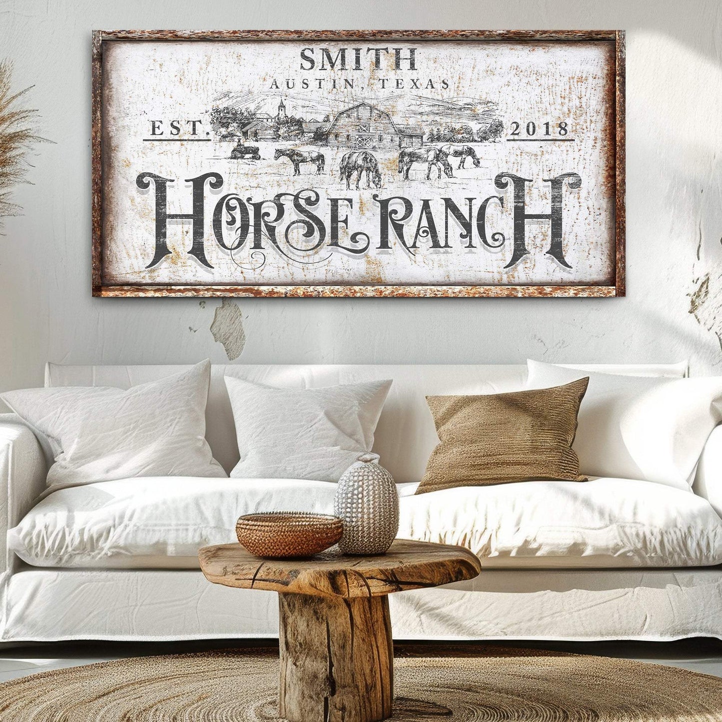 Rustic Vintage Horse Ranch Farmhouse Sign III - Tailored Canvases - Flyclothing LLC
