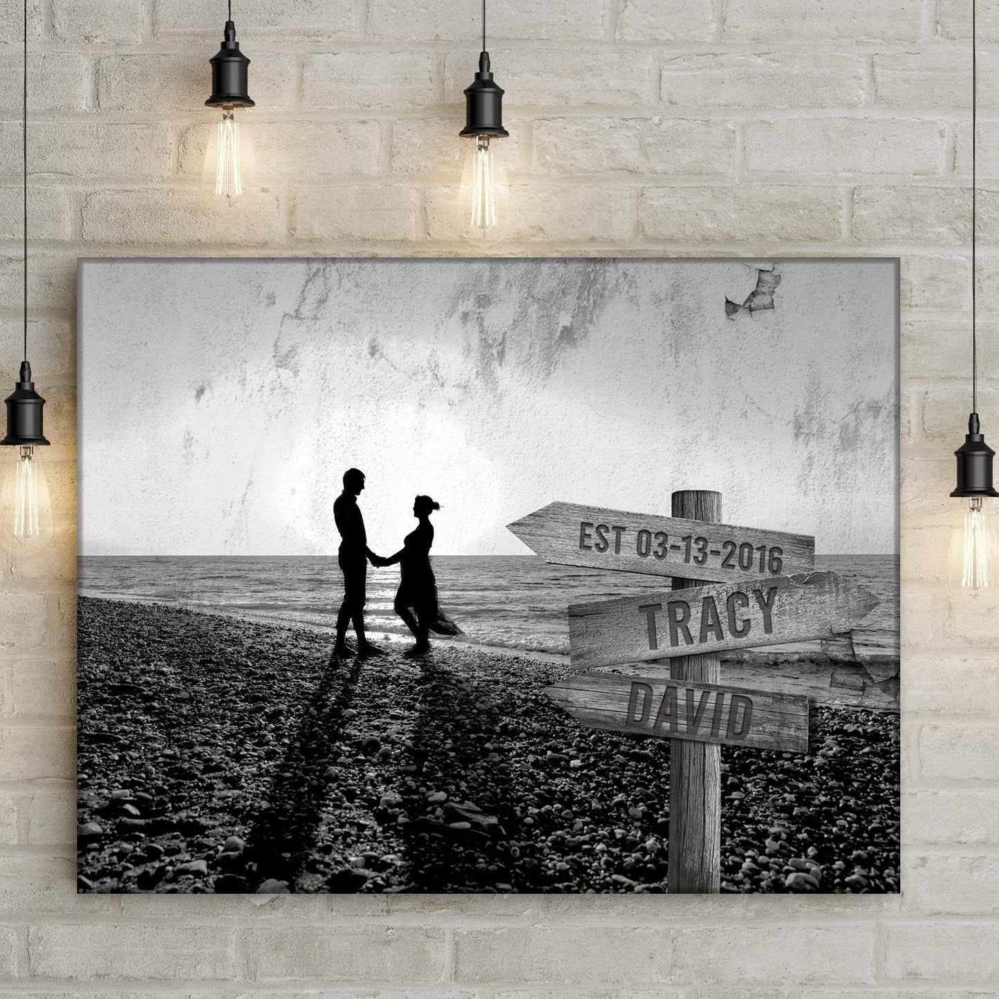 Monochrome Sunset Couple Sign - Tailored Canvases - Flyclothing LLC