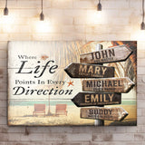 Where Life Points In Every Direction Beach Family Names Sign - Tailored Canvases - Flyclothing LLC