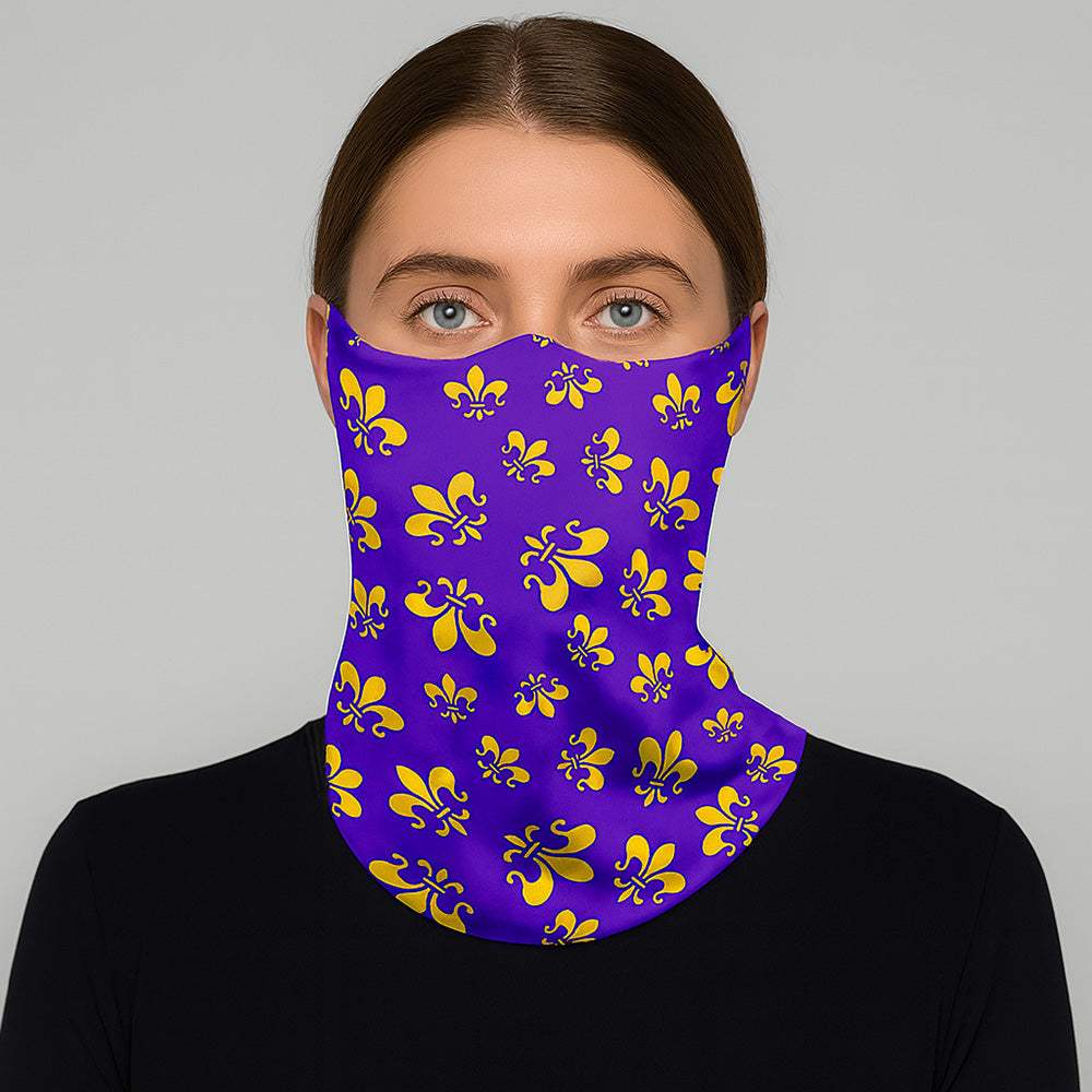 Fleur de Lis Print Seamless Face Tube Mask / Scarf - Madeline Love - Flyclothing LLC