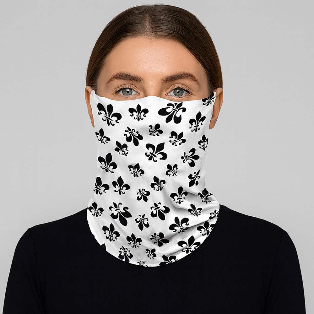Fleur de Lis Print Seamless Face Tube Mask - Madeline Love - Flyclothing LLC