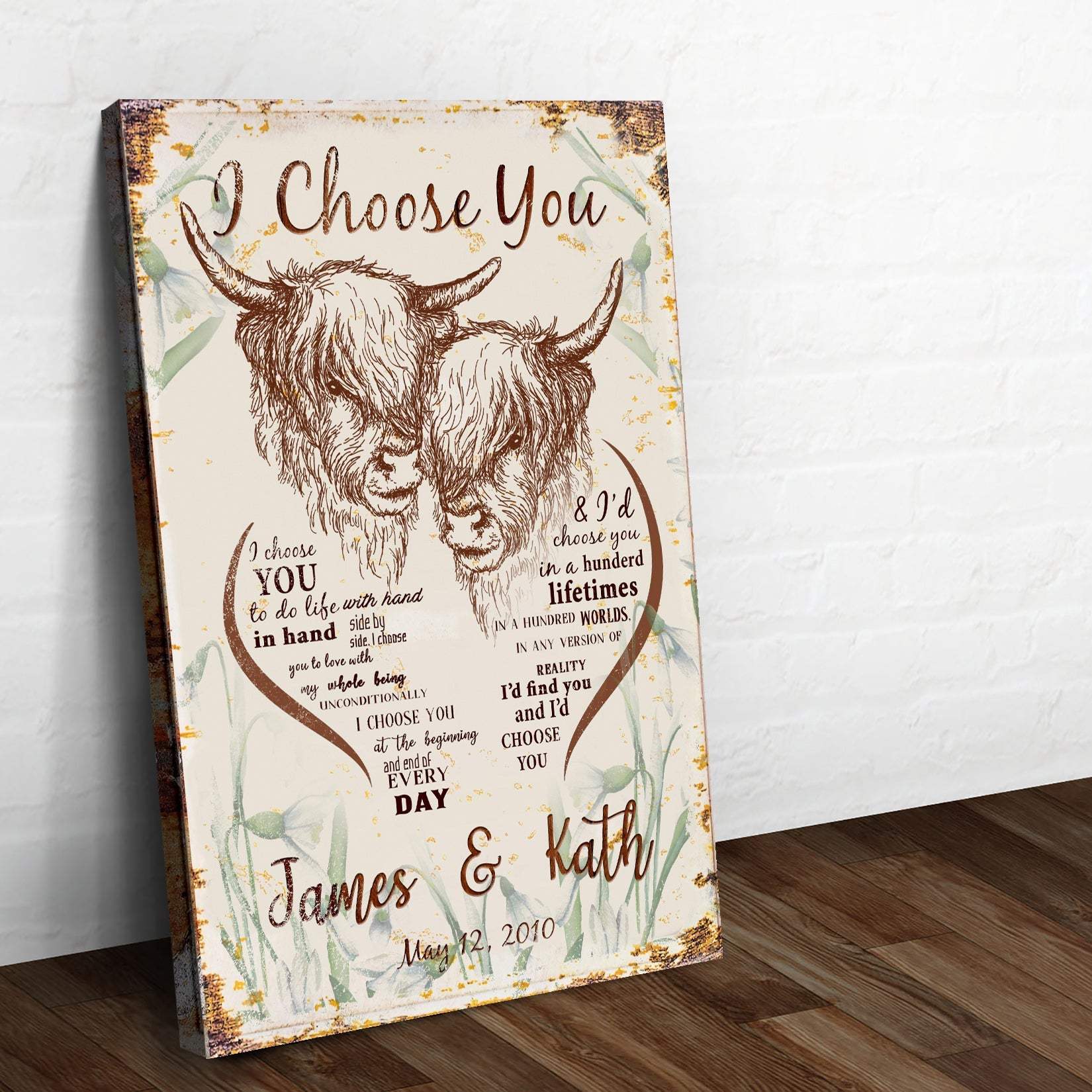 I Choose You Cow Couple Sign - Tailored Canvases - Flyclothing LLC