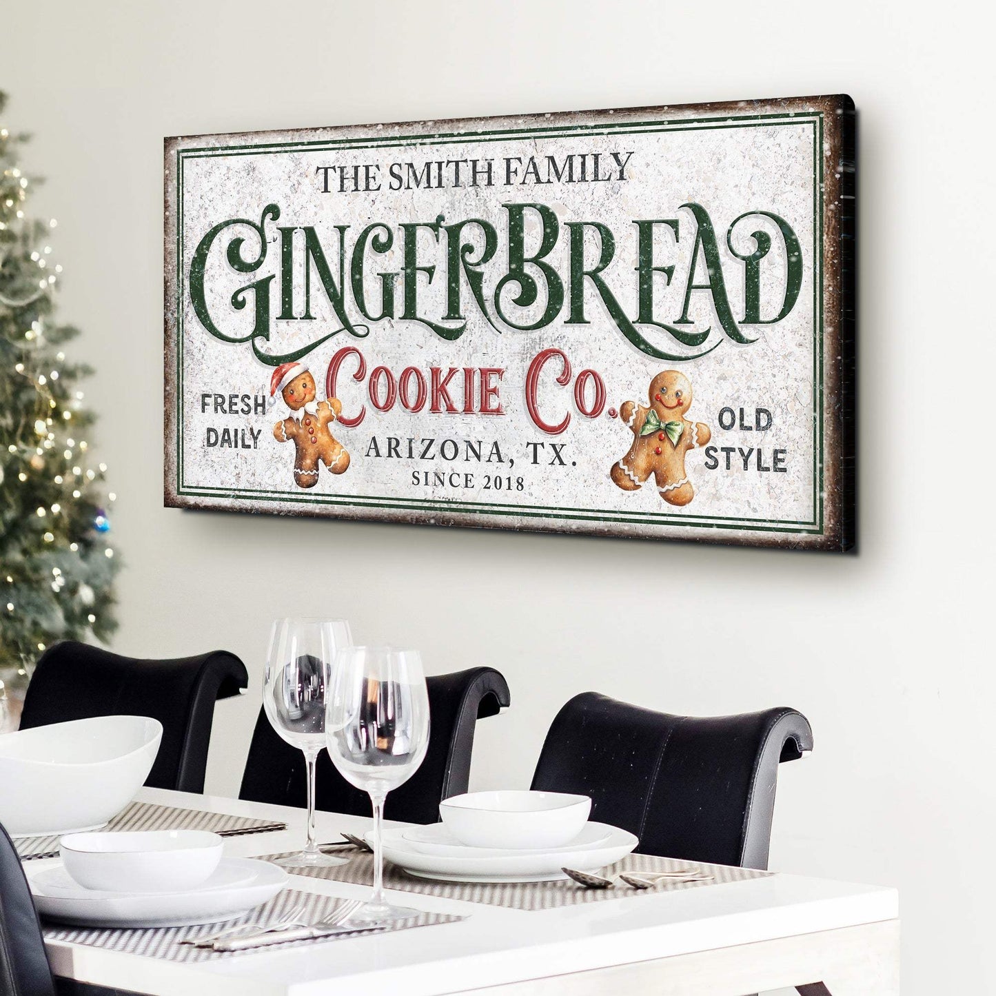 Family Gingerbread Bakery Christmas Sign II - Tailored Canvases - Flyclothing LLC