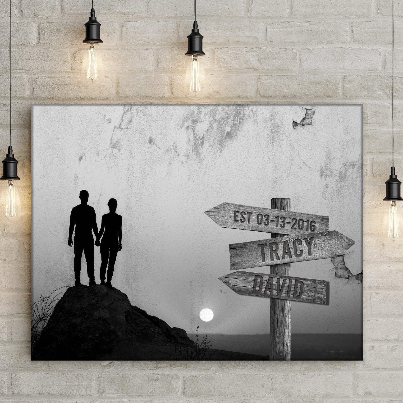 Monochrome Sunset Couple Sign - Tailored Canvases - Flyclothing LLC