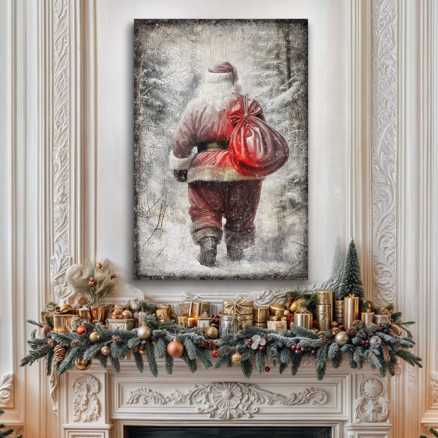 Vintage Christmas Santa Claus Wall Art III - Tailored Canvases - Flyclothing LLC