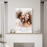 Custom Couple Watercolor Portrait - Tailored Canvases - Flyclothing LLC