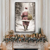 Vintage Santa Claus in Winter Forest Christmas Wall Art III - Tailored Canvases - Flyclothing LLC